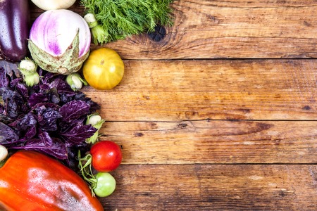 vegetables on wooden backgroundの写真素材