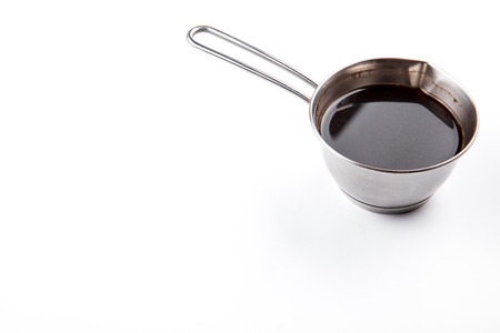 Turk with coffee beans isolated on white backgroundの写真素材