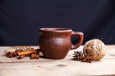 Spices on wooden background. Food, tasteの写真素材