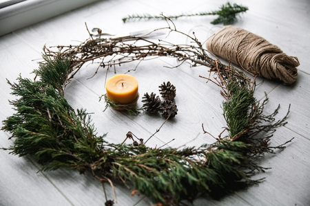 Merry Christmas. Christmas background. Home decoration, crafts. decorationの写真素材