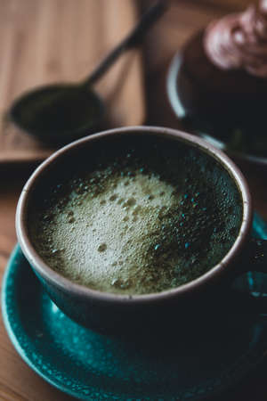 Japanese Matcha Green tea. matcha tea with cakesの写真素材