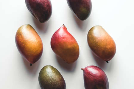 Group of mangos on white background. Healthy food, healthy lifestyle.の写真素材