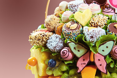 Fruity bouquet with candyの写真素材