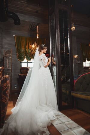Beautiful Bride Portrait wedding makeup, wedding hairstyleの写真素材