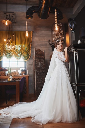 Beautiful Bride Portrait wedding makeup, wedding hairstyleの写真素材