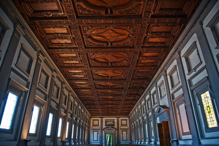 Reading room of Laurentian Library. Florence, Italy.のeditorial素材