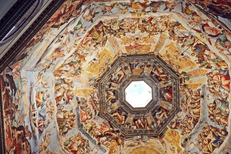 Florence, Italy - May 19, 2014: Image showing the intricate detail of the inside of Florence Cathedral's domeのeditorial素材