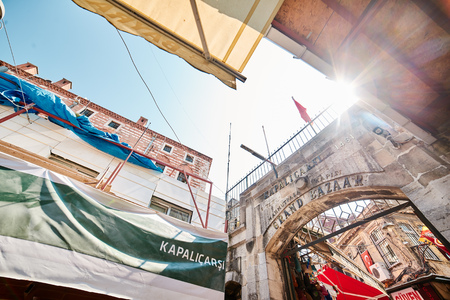 ISTANBUL, TURKEY - JULY 28, 2015: Eminonu and Grand Bazaar is popular destination for tourists in Istanbul.のeditorial素材