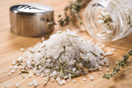 Salt with rosemaryの写真素材