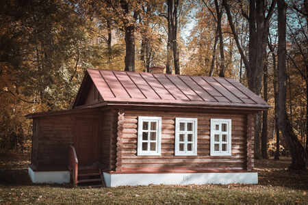 Obsolete wooden hut in village