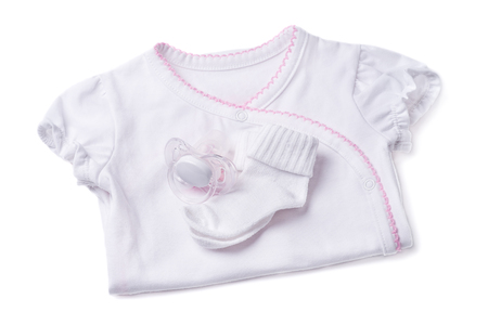 Clothing for newborns isolated on a white backgroundの写真素材