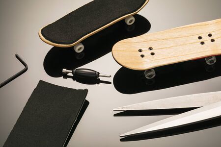 Fingerboards and tape repair and gluing toolsの写真素材