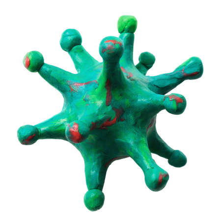 Toy coronavirus green isolated on white background
