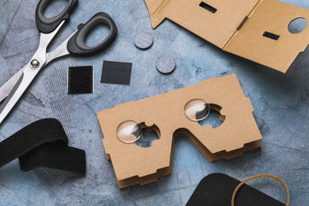 Various parts for self-assembly of virtual glasses from cardboard.の写真素材