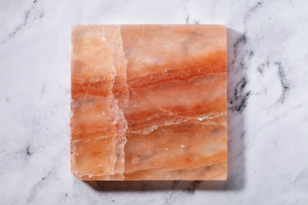 Natural Himalayan salt bar for cooking meat, fish and other products, top view