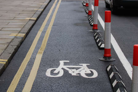 New Cycle Lane on a City Centre Streetの写真素材