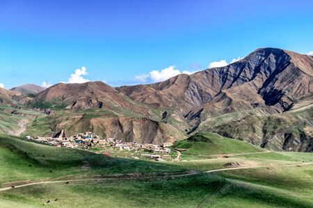 Mountain village in the valley of Dagestan Mountainsの写真素材
