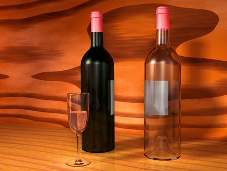 scene of the bottles with wineの写真素材
