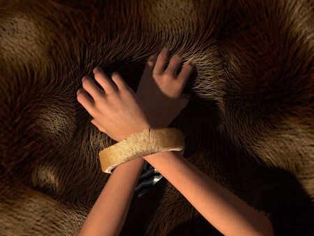 scene of the hands and furの写真素材
