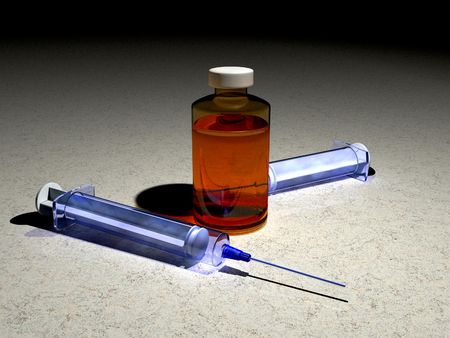 scene of the syringe and flasksの写真素材