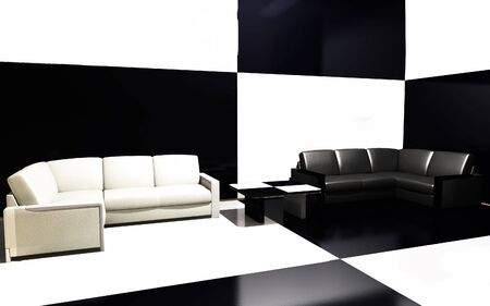 scene two sofas beside wallの写真素材