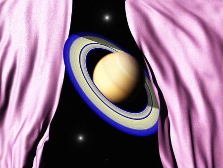 abstract scene of the planet saturnの写真素材