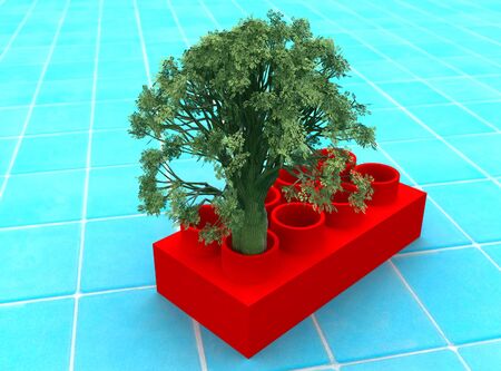 The abstract image of a tree on a cube