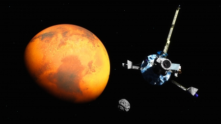 The image of the spaceship near Mars