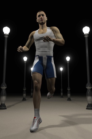 The image of the running person is executed in 3D の写真素材