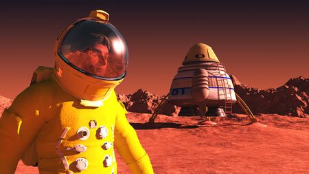scene of the astronaut on mars