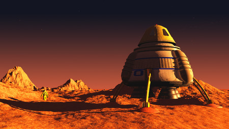 scene of the astronaut on mars