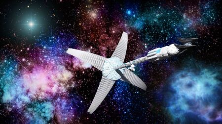 The spaceship image in 3Dの写真素材