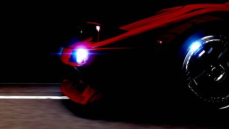The image of the car at night 3D illustrationの写真素材