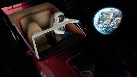 The car image on Mars 3D illustrationの写真素材