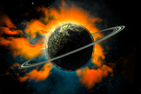 The image of planets in deep space 3D illustrationの写真素材