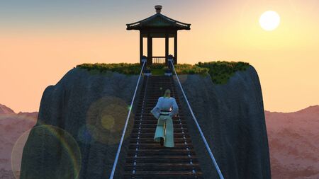 Image of the road to the templeの写真素材
