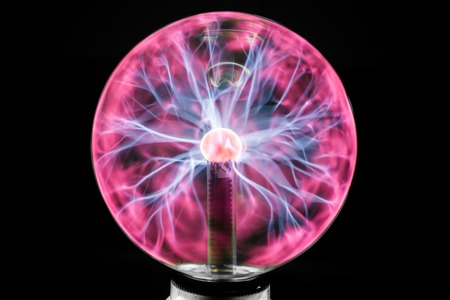 Magic lamp on black background. Energy inside ball.の写真素材