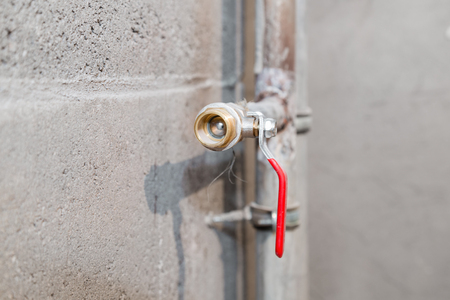 Ball valve on the pipe in the closed positionの写真素材