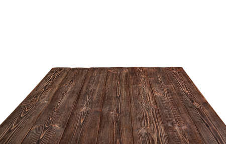 Brown wooden table isolated on white background