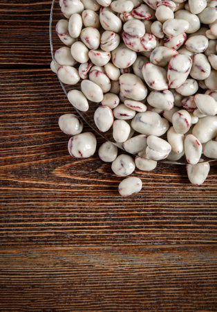 Dried fruits in white chocolate.
