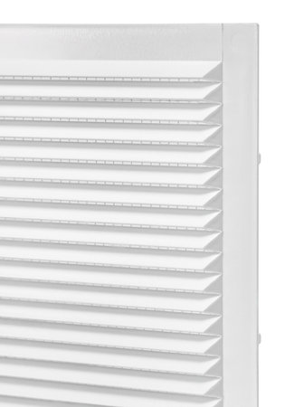 Plastic ventilation grate isolated on a white background. Close-up.の写真素材