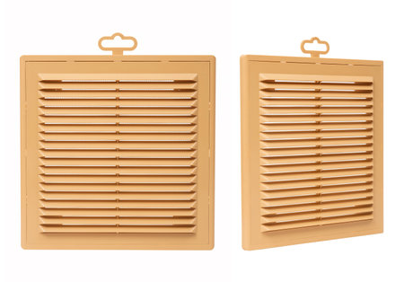 Ventilation rate isolated on a white background. Square shape. Material plastic. Color orange.の写真素材