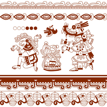 vector illustration sketch drawing aztec cacao bean, leaves, nibs, patternのイラスト素材