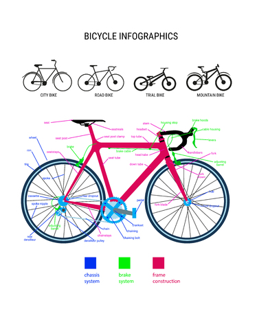 vector illustration info graphic structure poster bicycle and various designs destination frameのイラスト素材