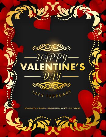 Vector illustration advertisement holiday poster in vintage style for St.Valentines day with heart shape in background and text.のイラスト素材