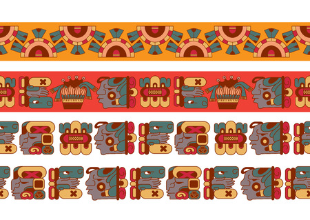 vector illustration cartoon style aztec maya color cacao patternのイラスト素材