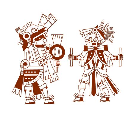 vector illustration sketch drawing aztec cacao bean, leaves, nibs, pattern for chocolate package design on brown color in white backgroundのイラスト素材