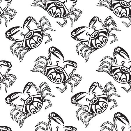 vector illustration summer sea pattern with stylized cancer.のイラスト素材