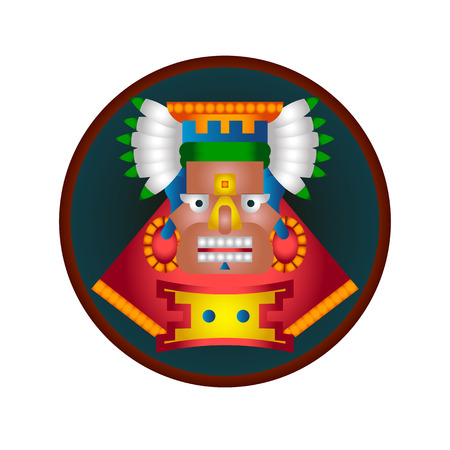 Vector illustration aztec cacao pattern for chocolate package design on brown, red, green, grey, yellow colors in white backdrop.のイラスト素材