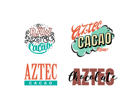 Vector illustration aztec cacao logo collection for chocolate package design.のイラスト素材